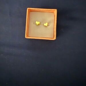 Gold Heart-Shaped Earrings Jewelry